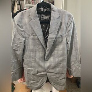 Saks Fifth Avenue Classic Gray Plaid Blazer